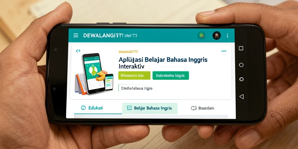 Antarmuka interaktif aplikasi DEWALANGIT77 untuk Belajar Bahasa Inggris.