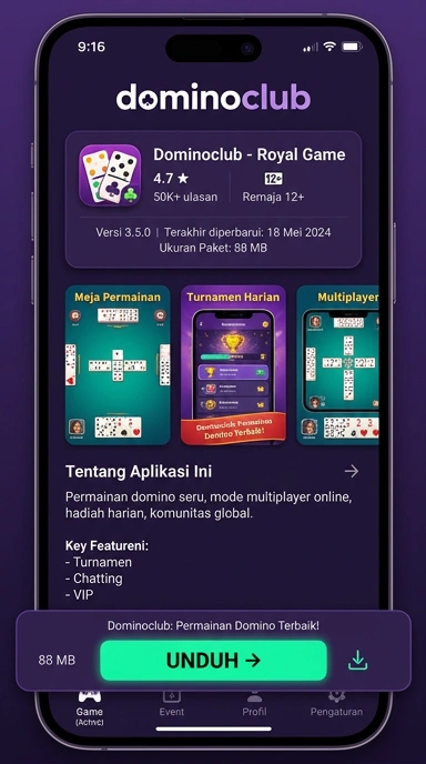 Tampilan halaman APK dominoclub