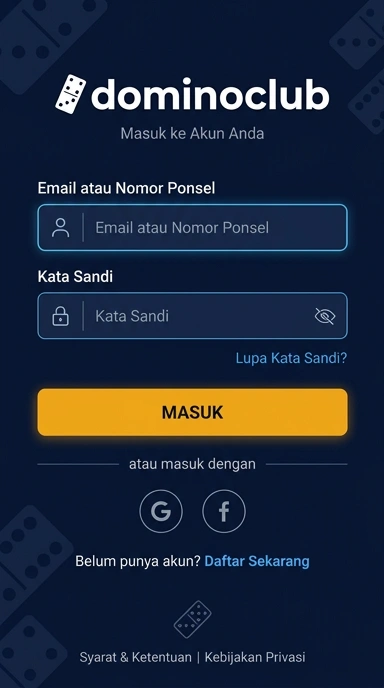 Tampilan halaman login dominoclub